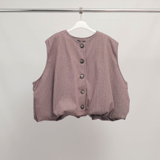 Gilet sans manches en tissu chevron boutonné – KD9350