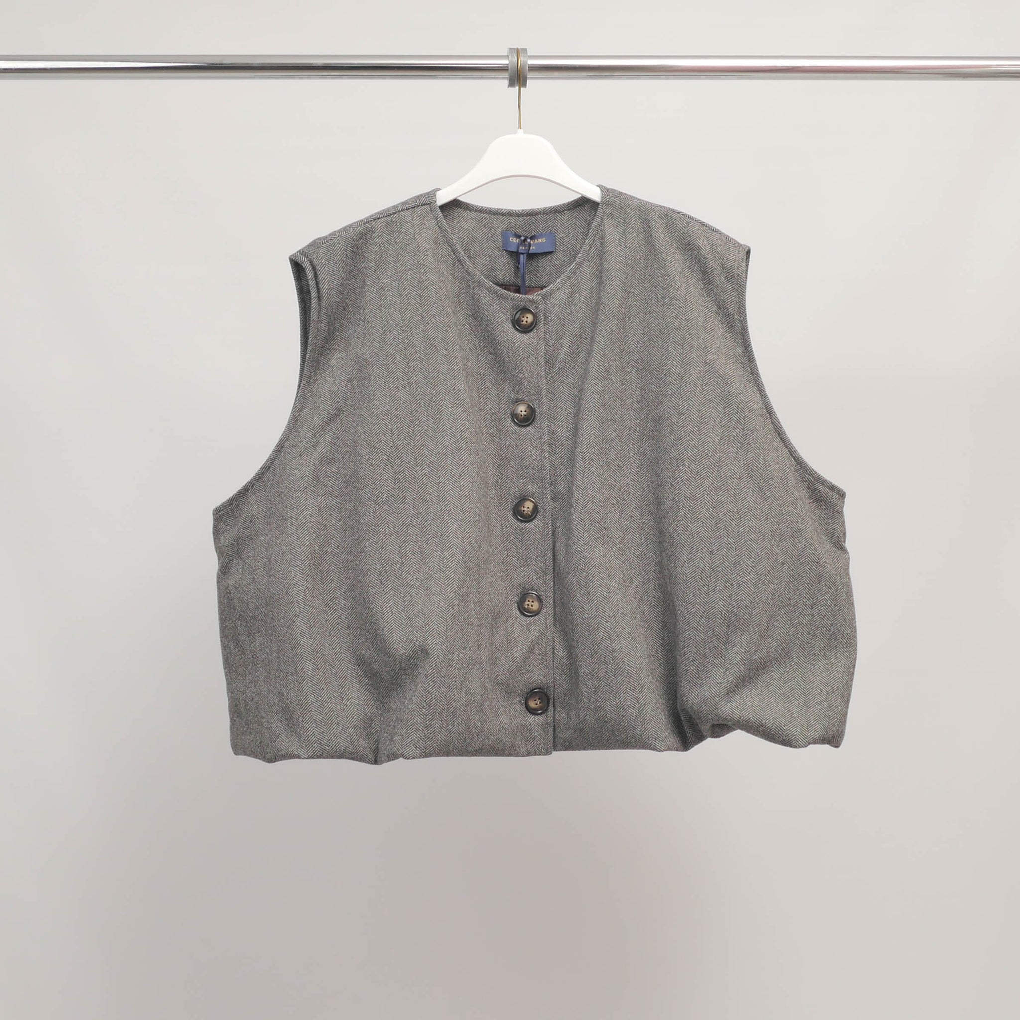 Gilet sans manches en tissu chevron boutonné – KD9350