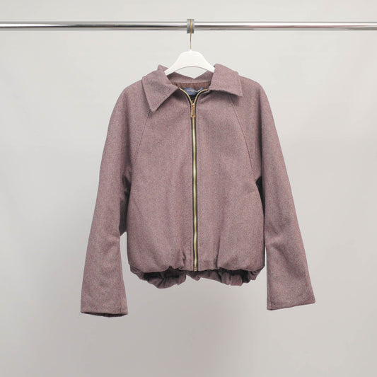 Veste zippée en tissu chevron élastiquée à la base – KD9351