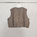 Sleeveless button-front vest with fine stripes – KD9350-2