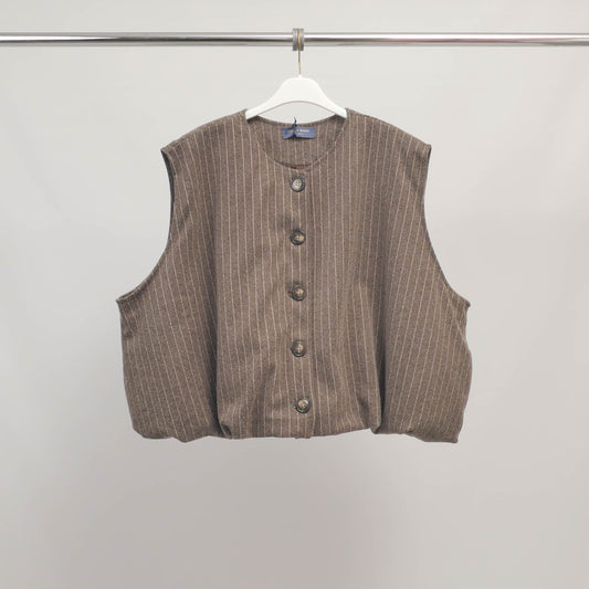 Gilet sans manches à rayures fines boutonné – KD9350-2