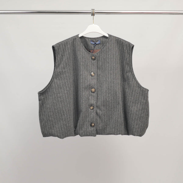 Gilet sans manches à rayures fines boutonné – KD9350-2