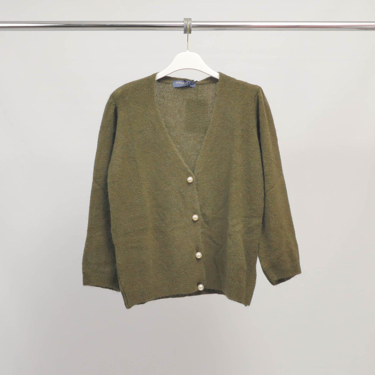 Cardigan léger col v boutons perles – ca9876