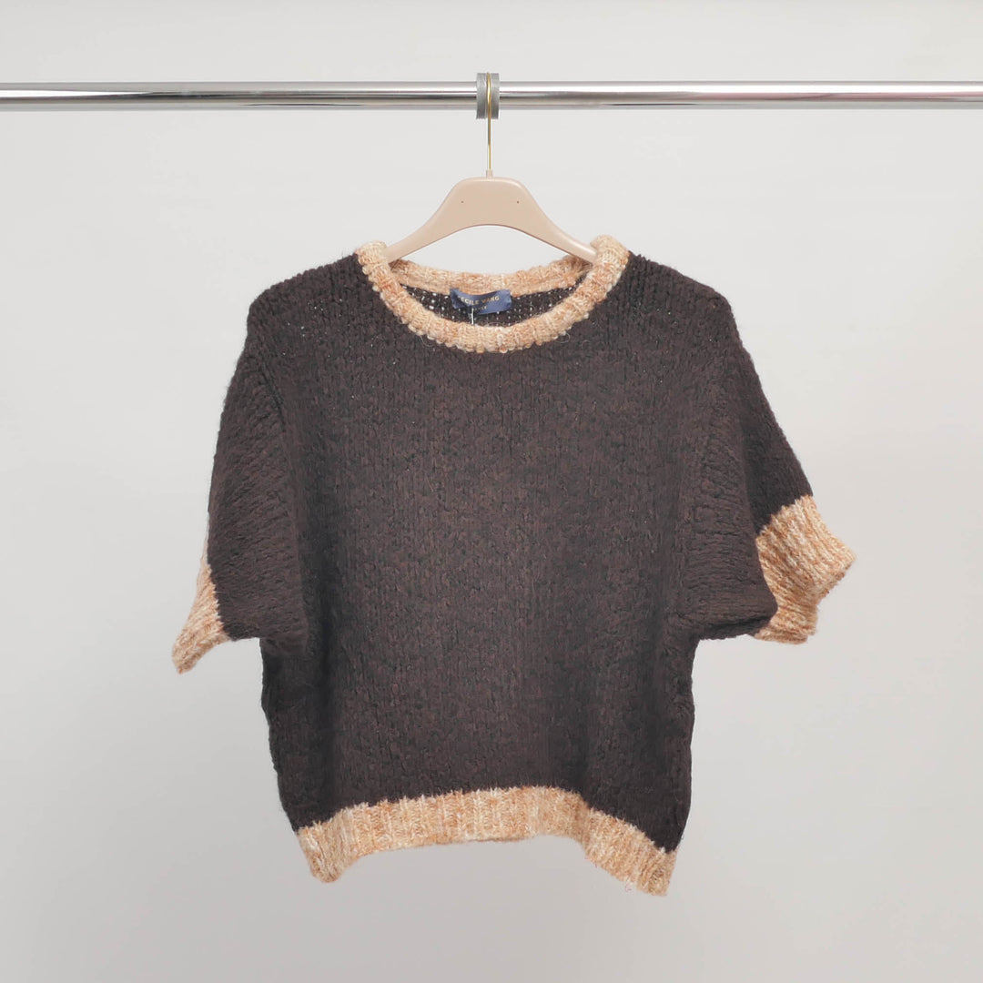 Two-tone short-sleeved knit sweater – CA10347