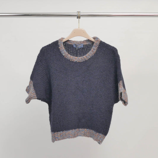 Pull bicolore en maille courte manches courtes – CA10347