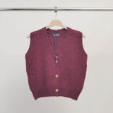 Sleeveless mohair knit vest with jeweled buttons – CA10543