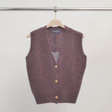 Sleeveless mohair knit vest with jeweled buttons – CA10543