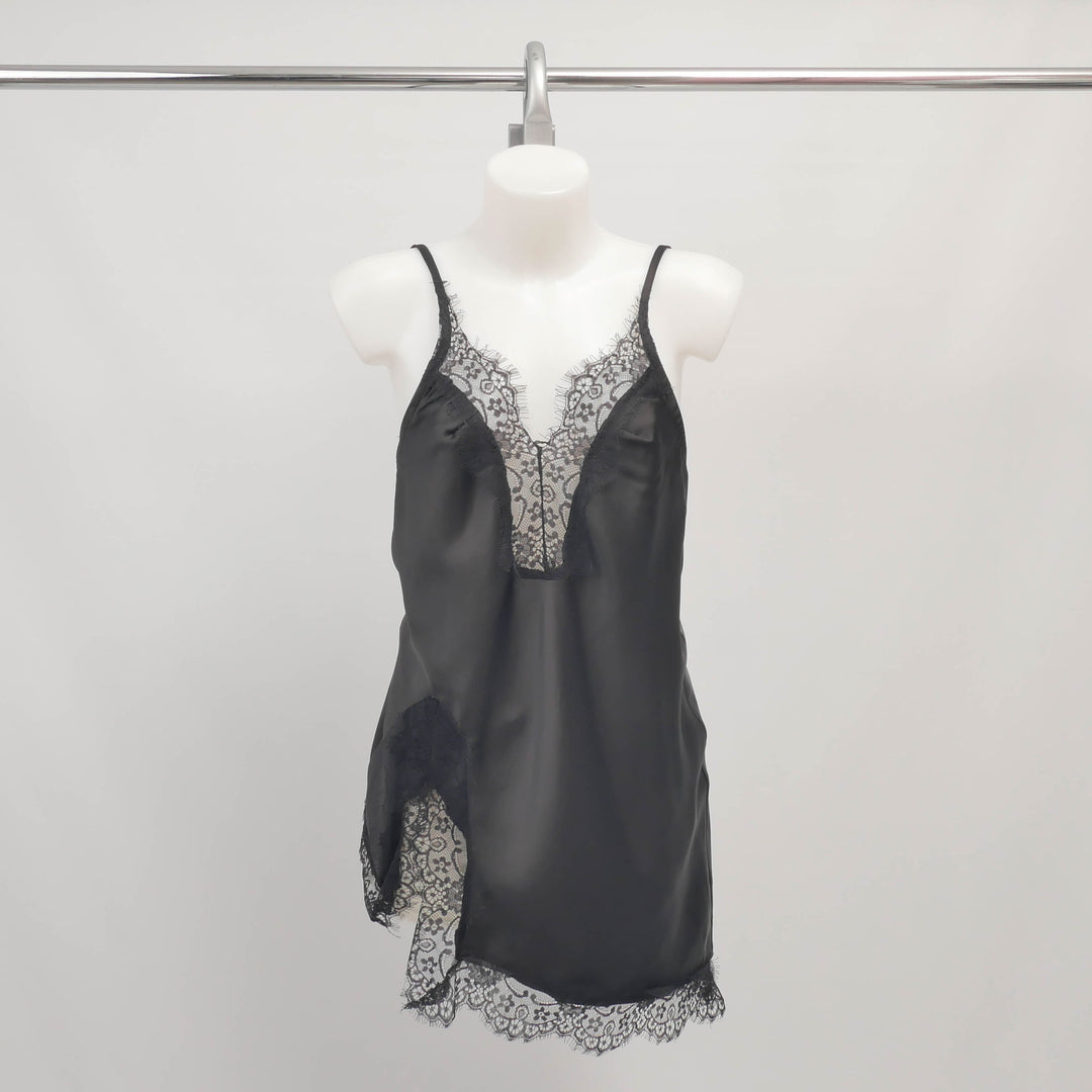 Satin dress with straps and lace details - BCG03163