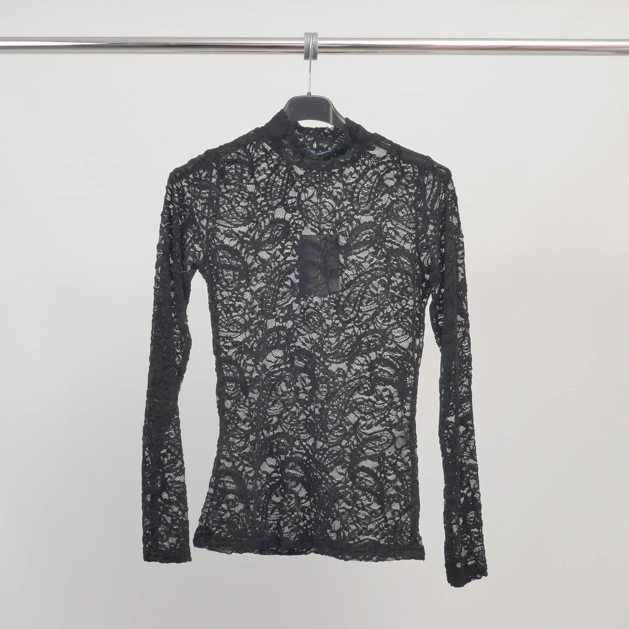 Top en dentelle semi-transparente manches longues - TDM12350-2