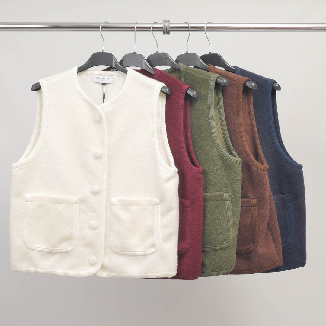 Gilet sans manches à boutons recouverts MJ85205