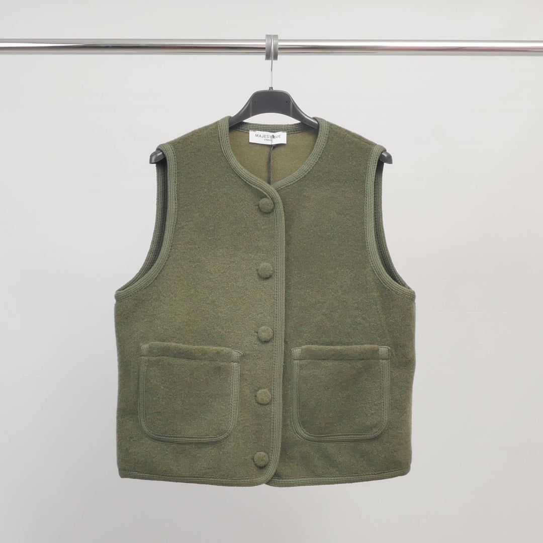 Gilet sans manches à boutons recouverts MJ85205
