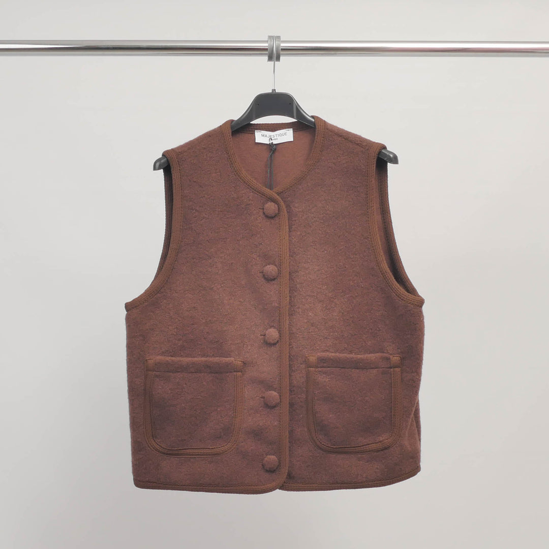 Gilet sans manches à boutons recouverts MJ85205