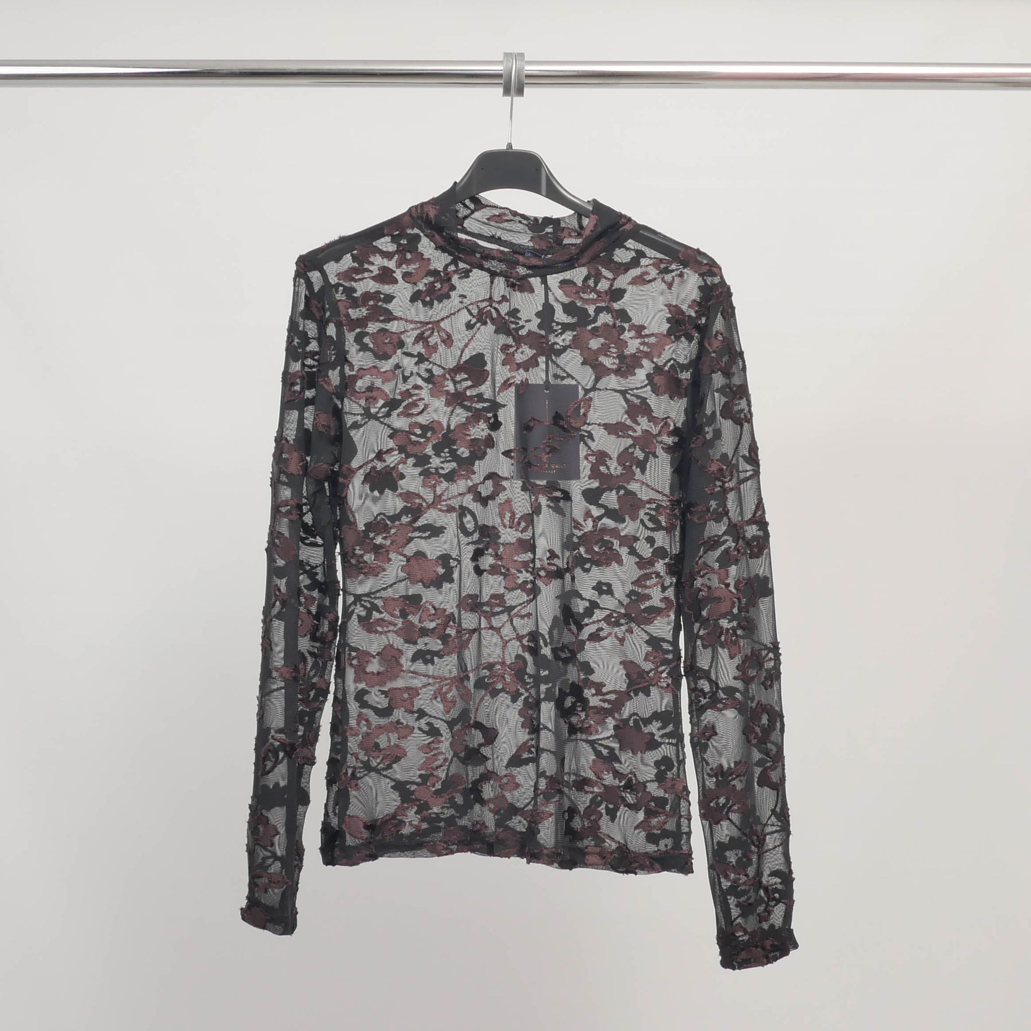 Top en tulle brodé floral semi-transparent TDM12350-3