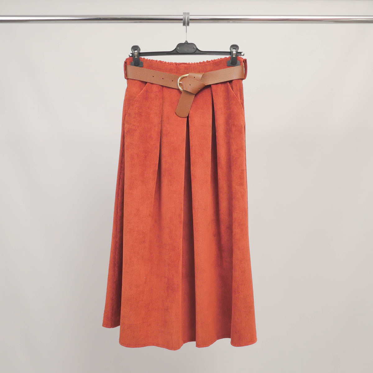 Corduroy belted skirt tdm52123 7
