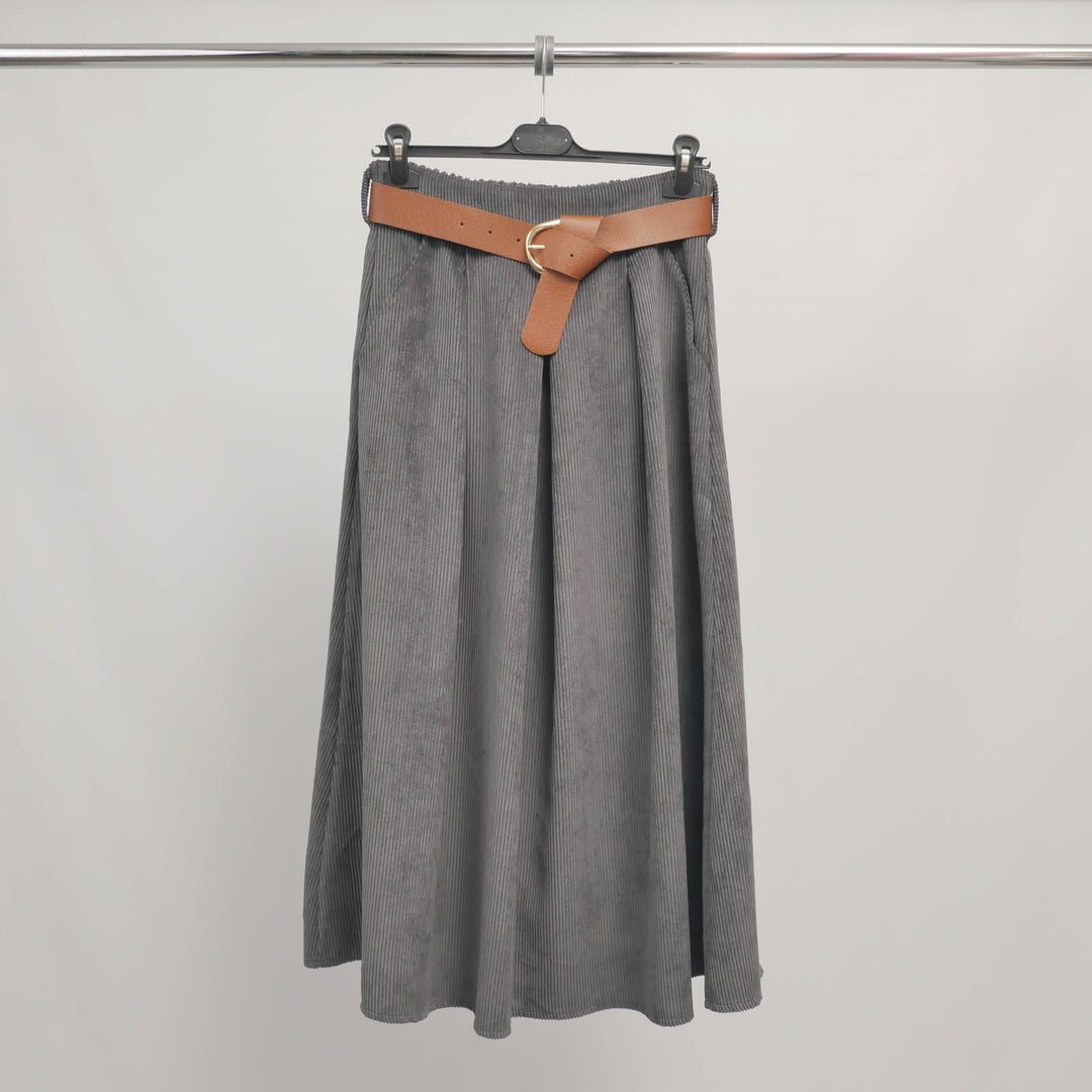 Corduroy Belted Skirt TDM52123-7