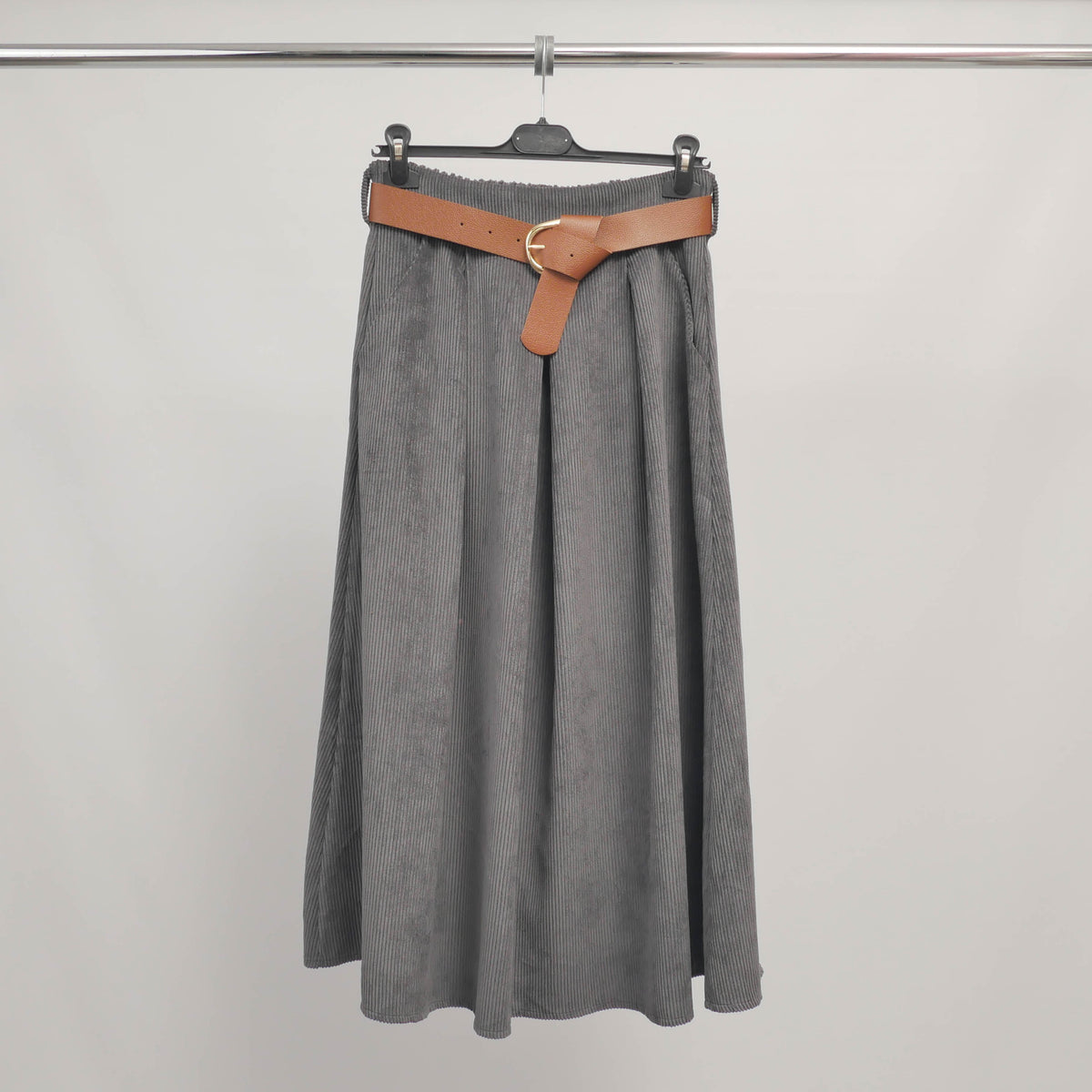 Corduroy belted skirt tdm52123 7