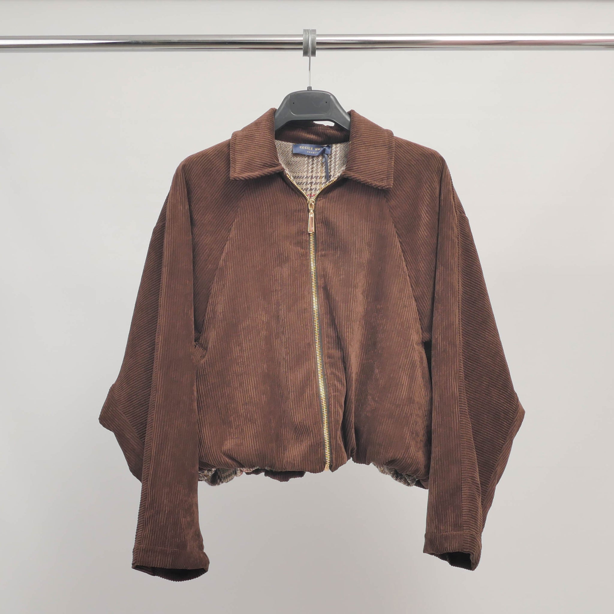 Veste en velours zippée oversize marron TDM83725