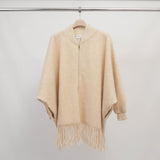 Poncho à franges zippé manches chauve-souris – MJ84202