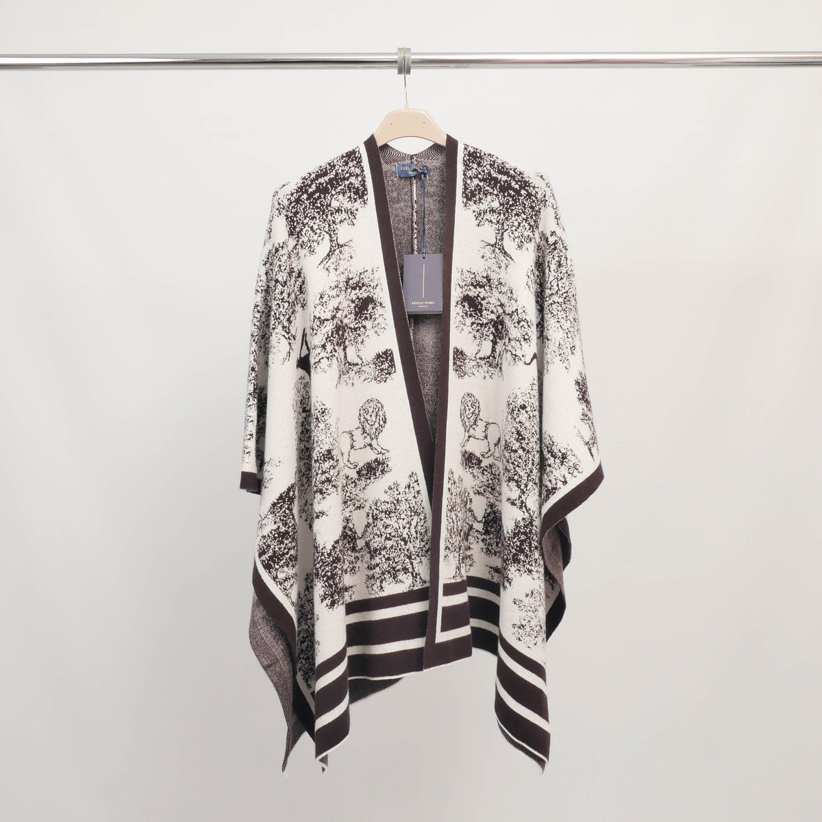 Gilet long en maille jacquard paysage – ref msj76930