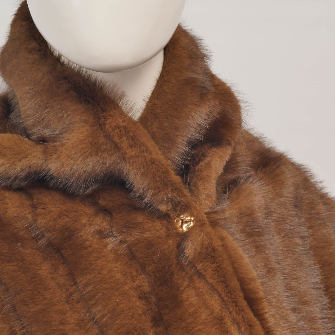 Faux fur shawl with draped collar – TDM88825