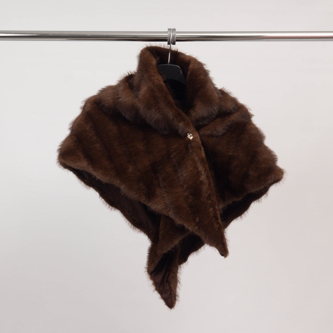 Faux fur shawl with draped collar – TDM88825