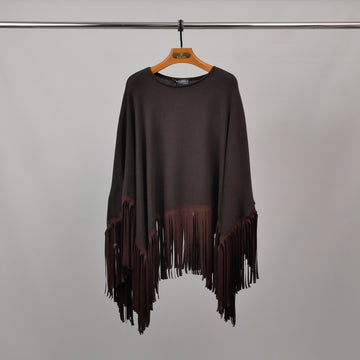 Poncho à franges en maille fluide – MF55831