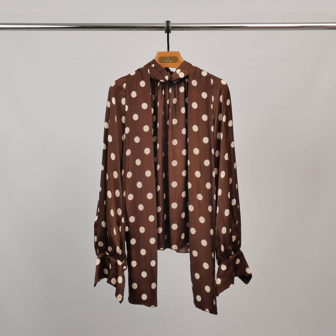 Satin polka dot shirt with lavallière collar TDM86525 