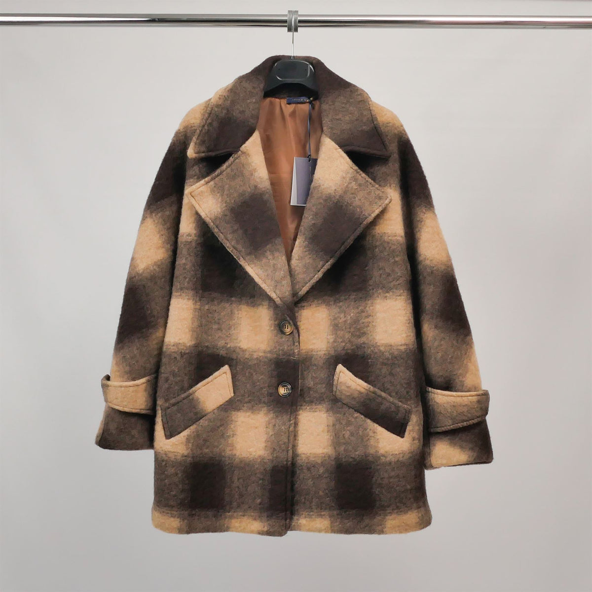 Brushed wool check jacket – tdm82225