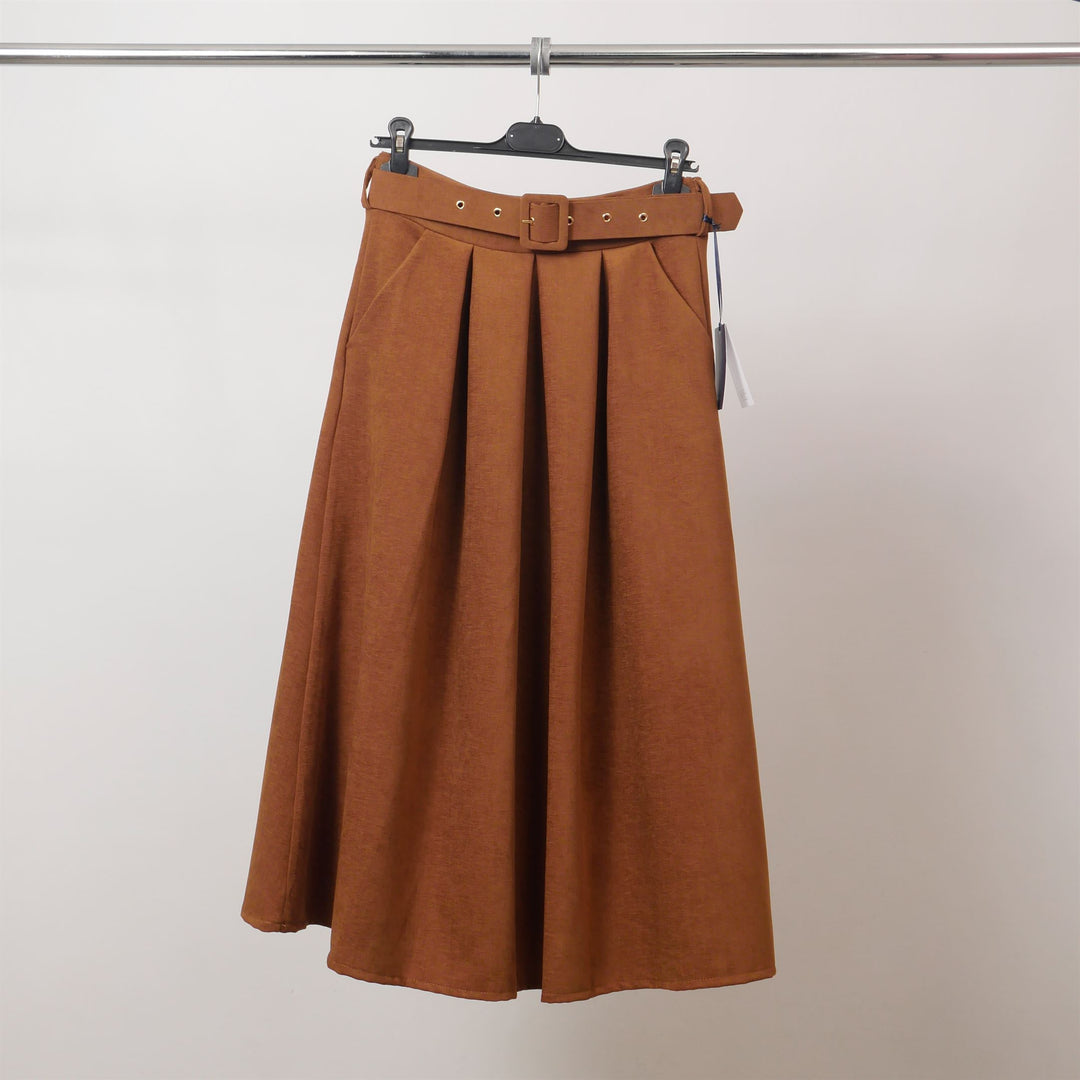 Chenille belted flared midi skirt – TDM72125-5