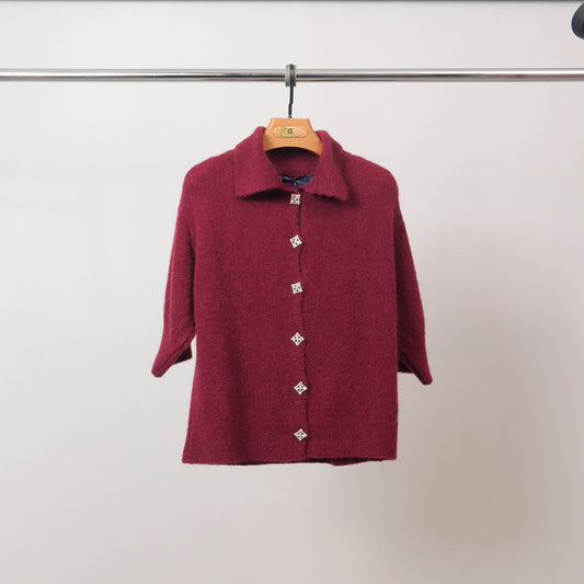 Pull duveteux manches 3/4 à boutons bijoux – MCL24134