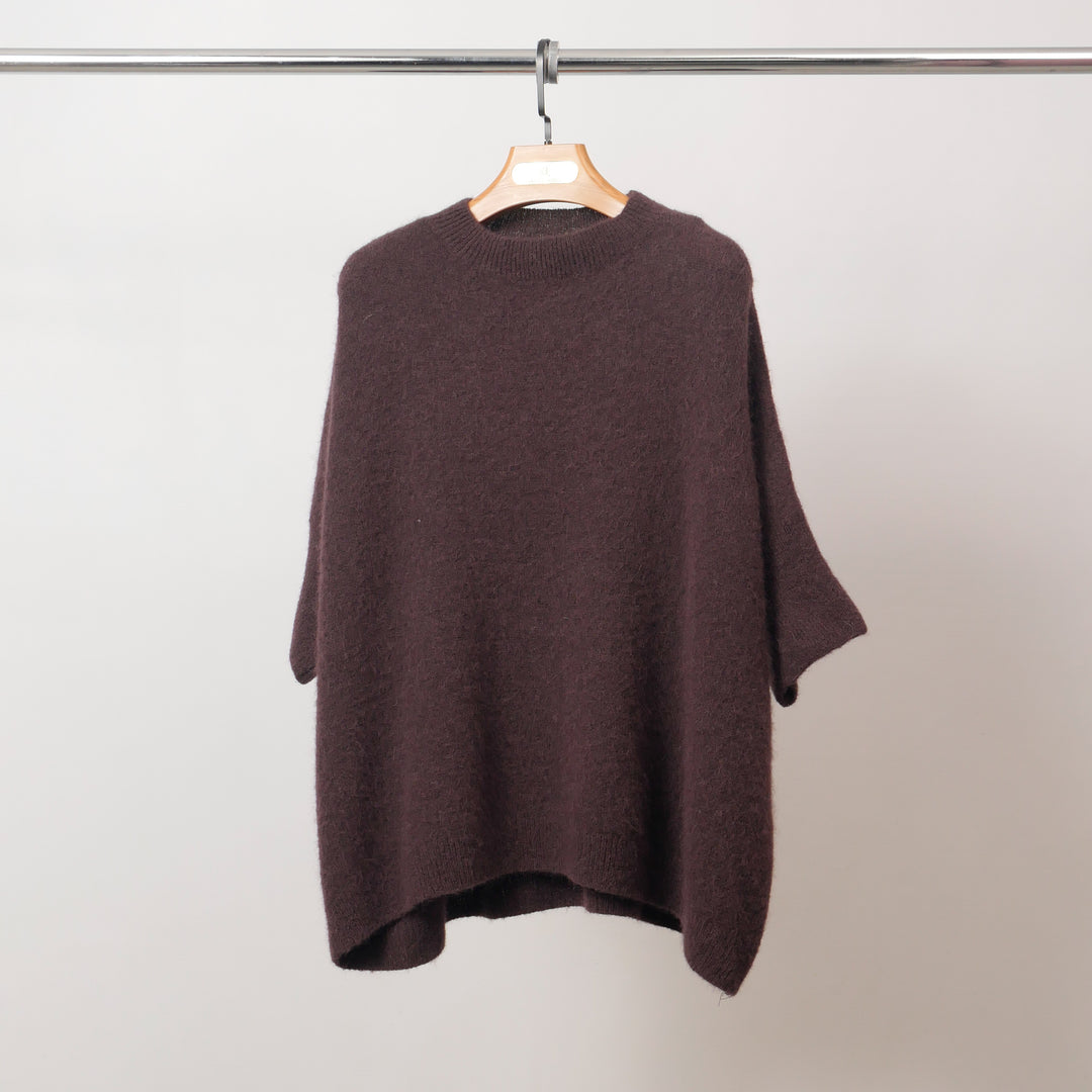 Oversized short-sleeved fluffy knit sweater MCL24616
