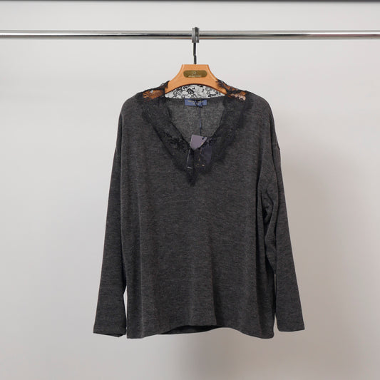 Top uni col en dentelle féminine TDM90925