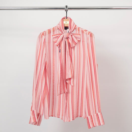 Chemise rayée à col lavallière fluide – TDM79024-6