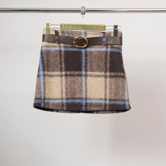 Jupe courte tweed laine ceinturée TDM97025