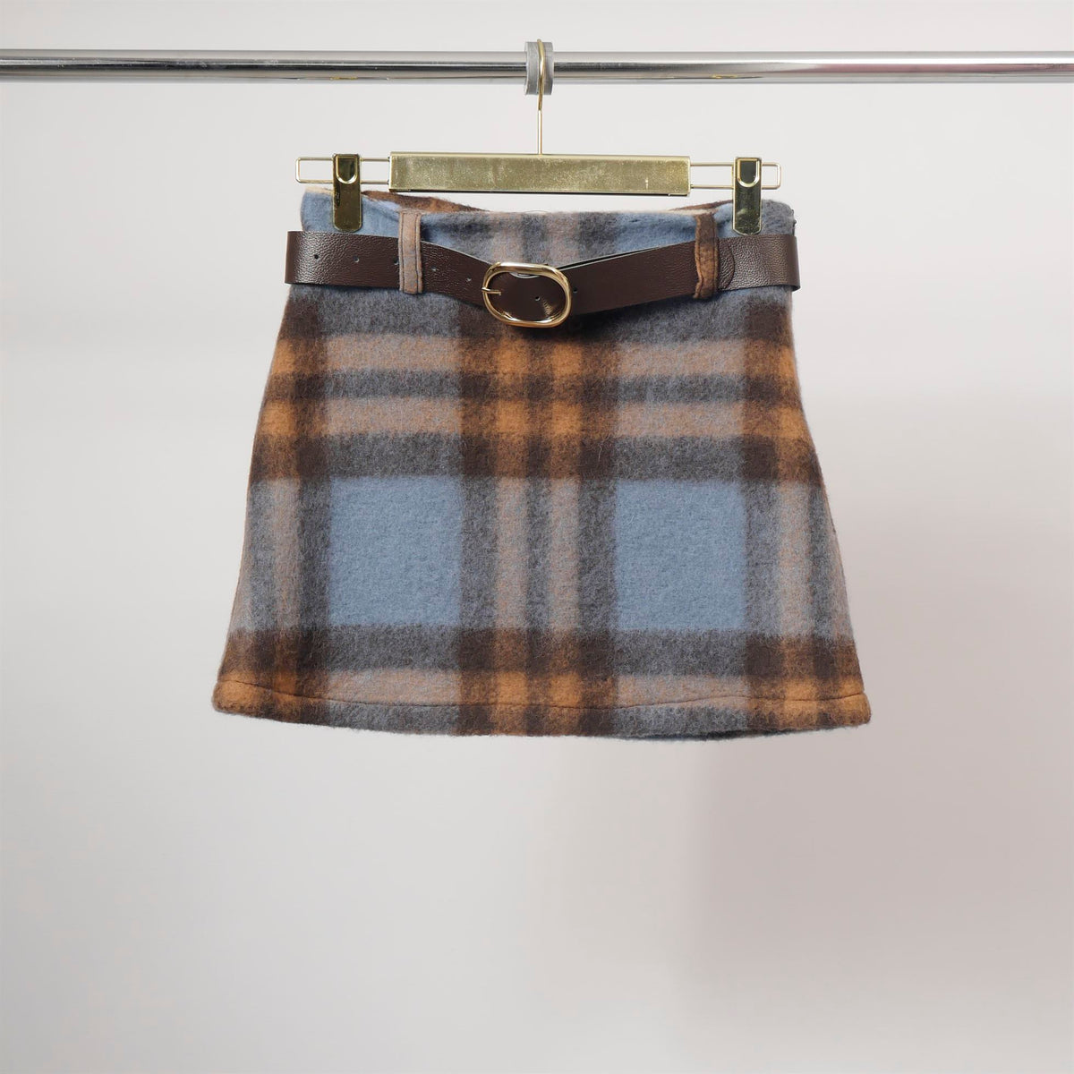 Short tweed wool belted skirt tdm97025