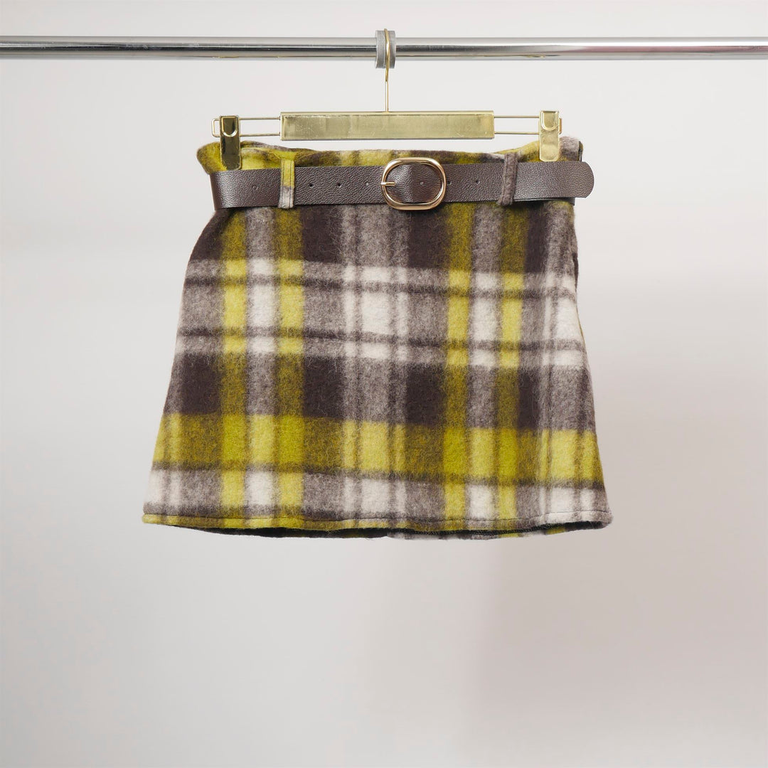 Short tweed wool belted skirt TDM97025