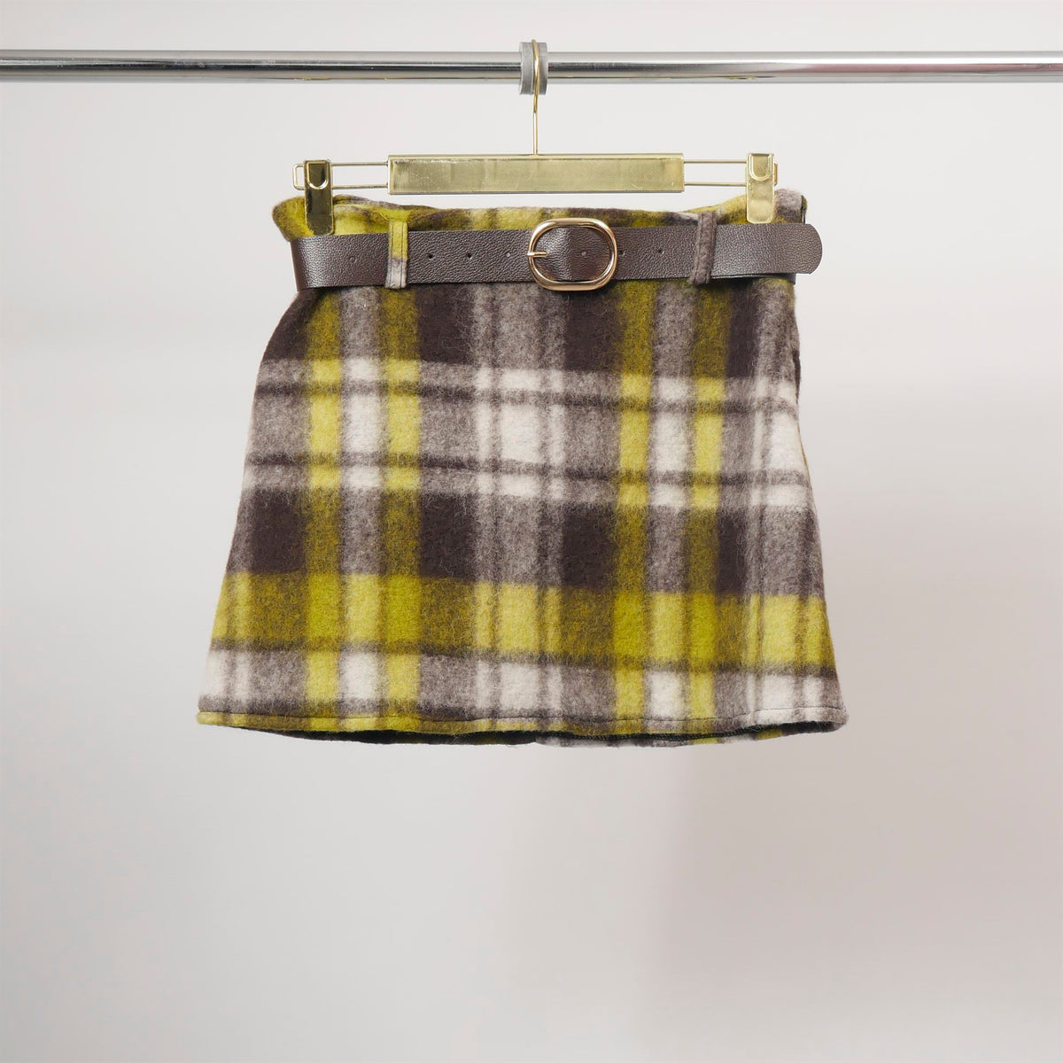 Short tweed wool belted skirt tdm97025