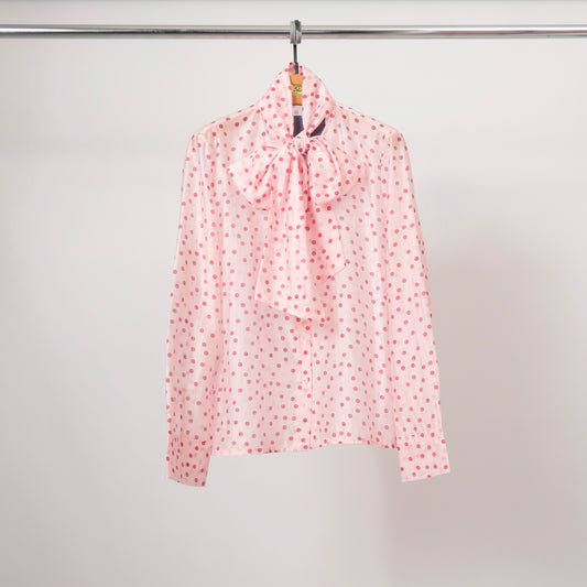 Chemise à pois col lavallière – TDM79024-7