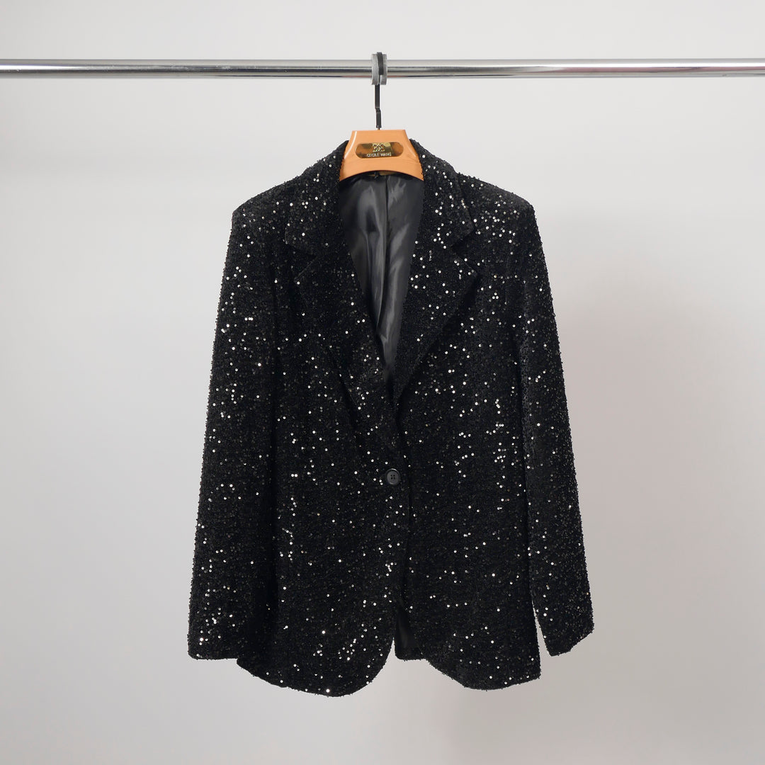 Black sequined tailored blazer – TDM73024 