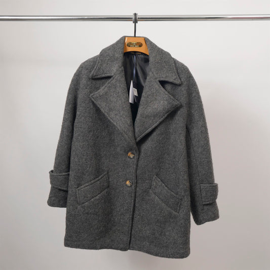 Veste en tissu laine unie à col tailleur – TDM82225-1
