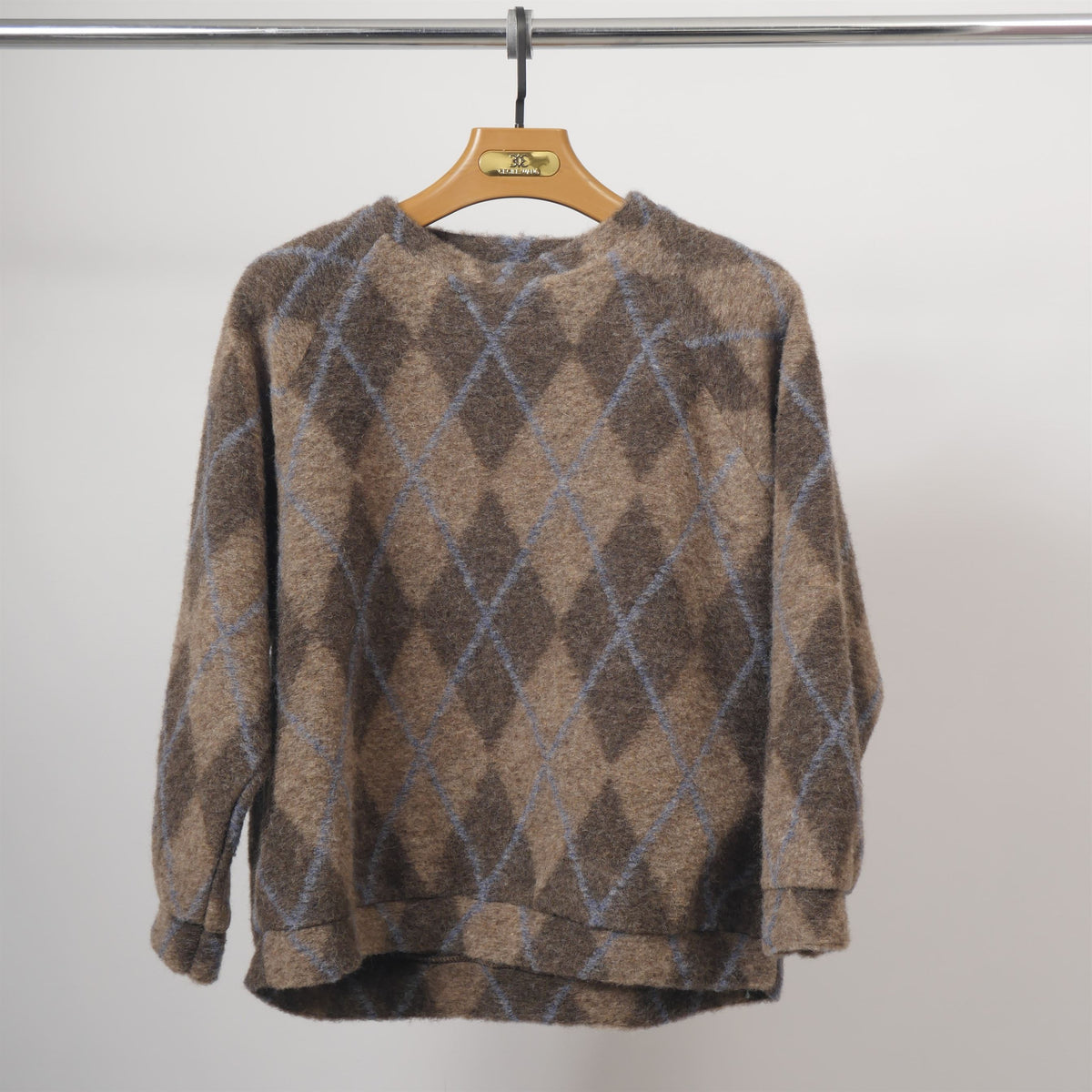 Brown retro diamond pattern wool sweatshirt – tdm11522 3