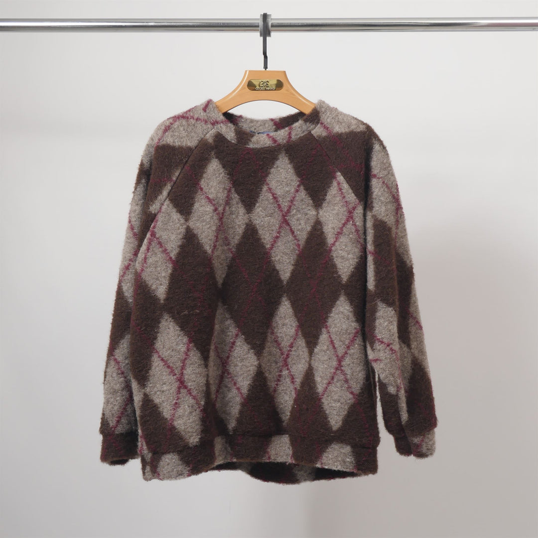 Brown retro diamond pattern wool sweatshirt – TDM11522-3