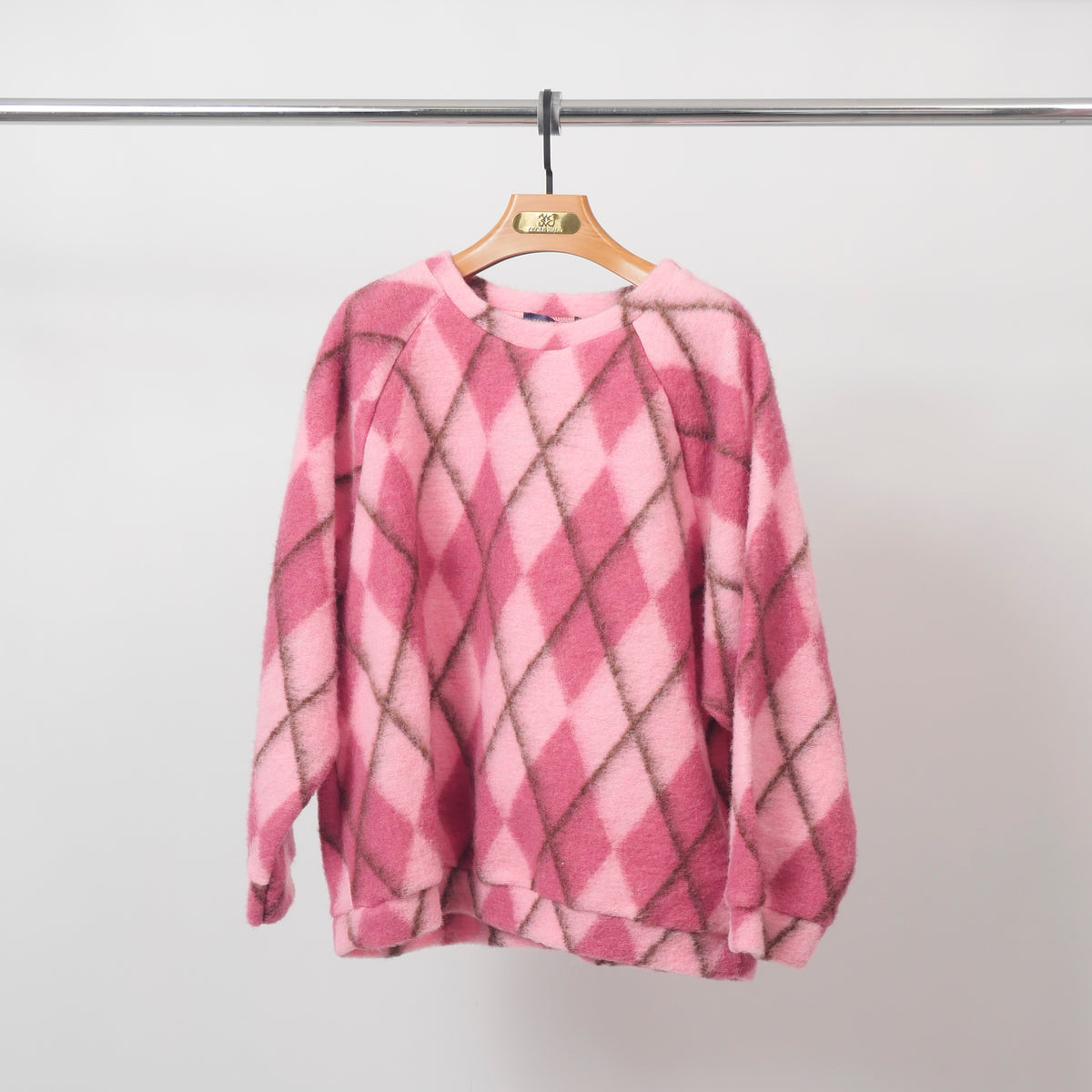 Brown retro diamond pattern wool sweatshirt – tdm11522 3