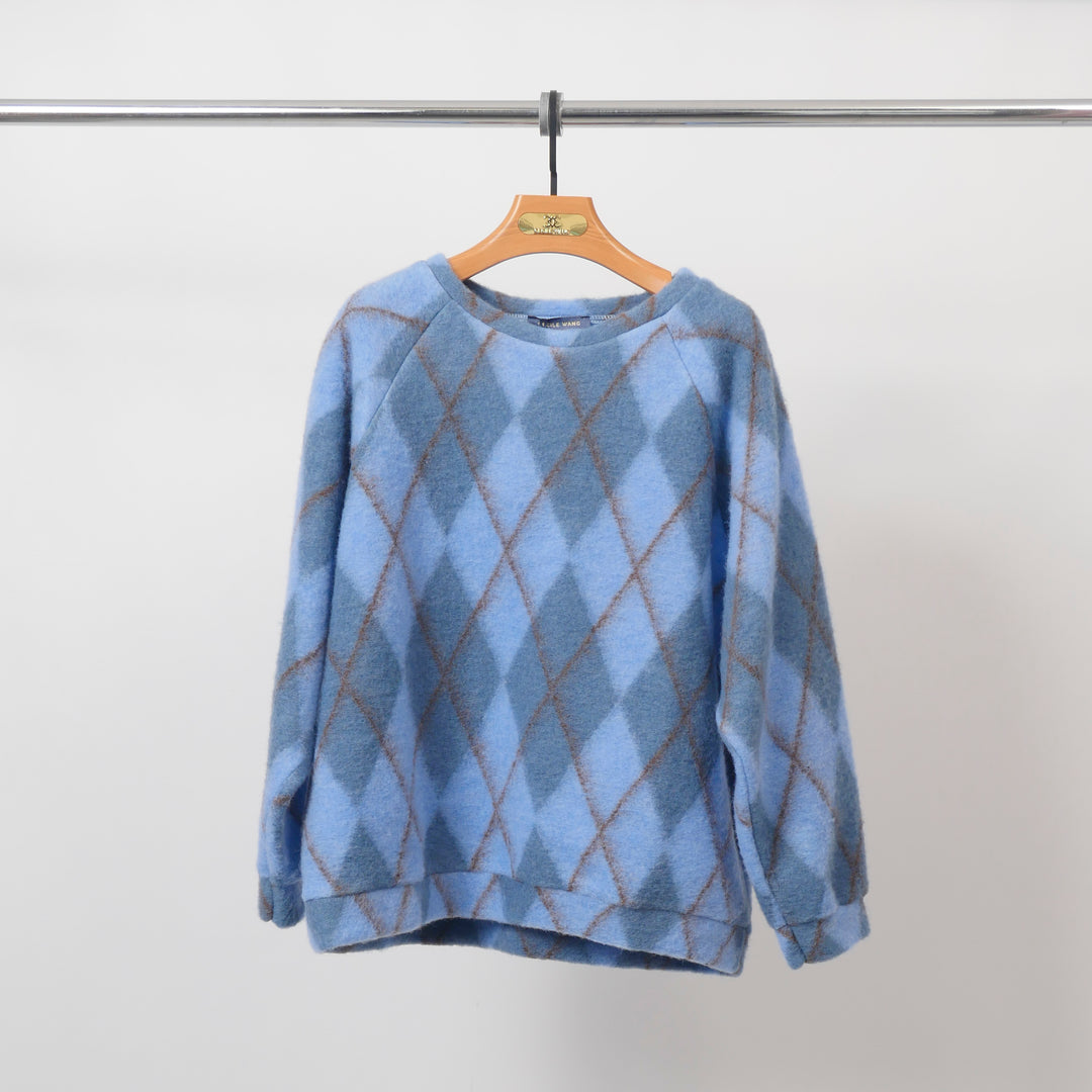 Brown retro diamond pattern wool sweatshirt – TDM11522-3