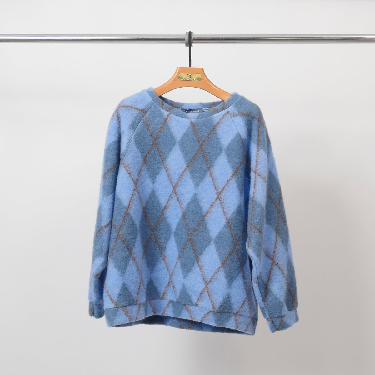 Brown retro diamond pattern wool sweatshirt – tdm11522 3