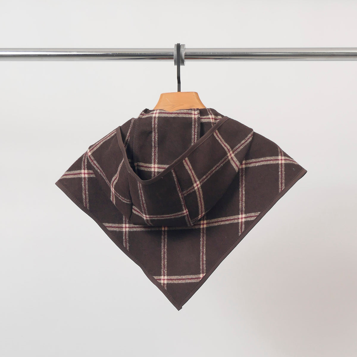 Checkered wool blend hooded collar   tdm97925