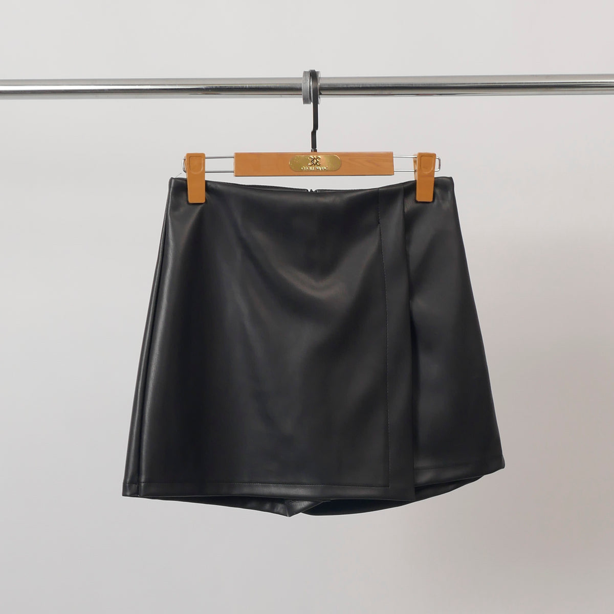 Faux leather wrap effect skort   tdm35020 3