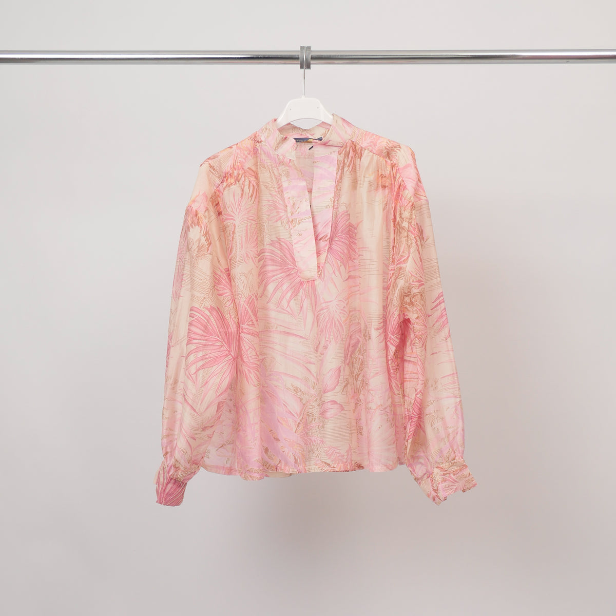 Printed blouse with gathered collar – db2658 3 