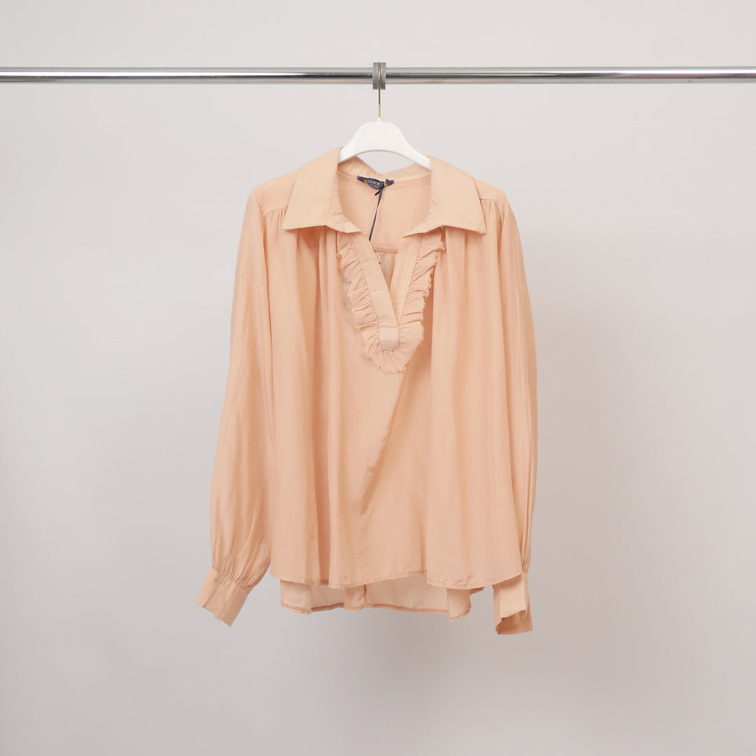 Open collar shirt with ruffle – DB14798 