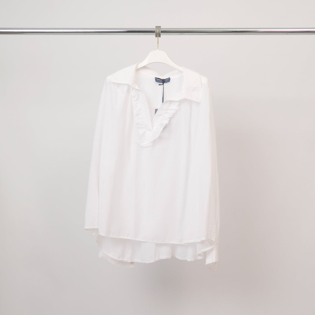 Open collar shirt with ruffle – DB14798 